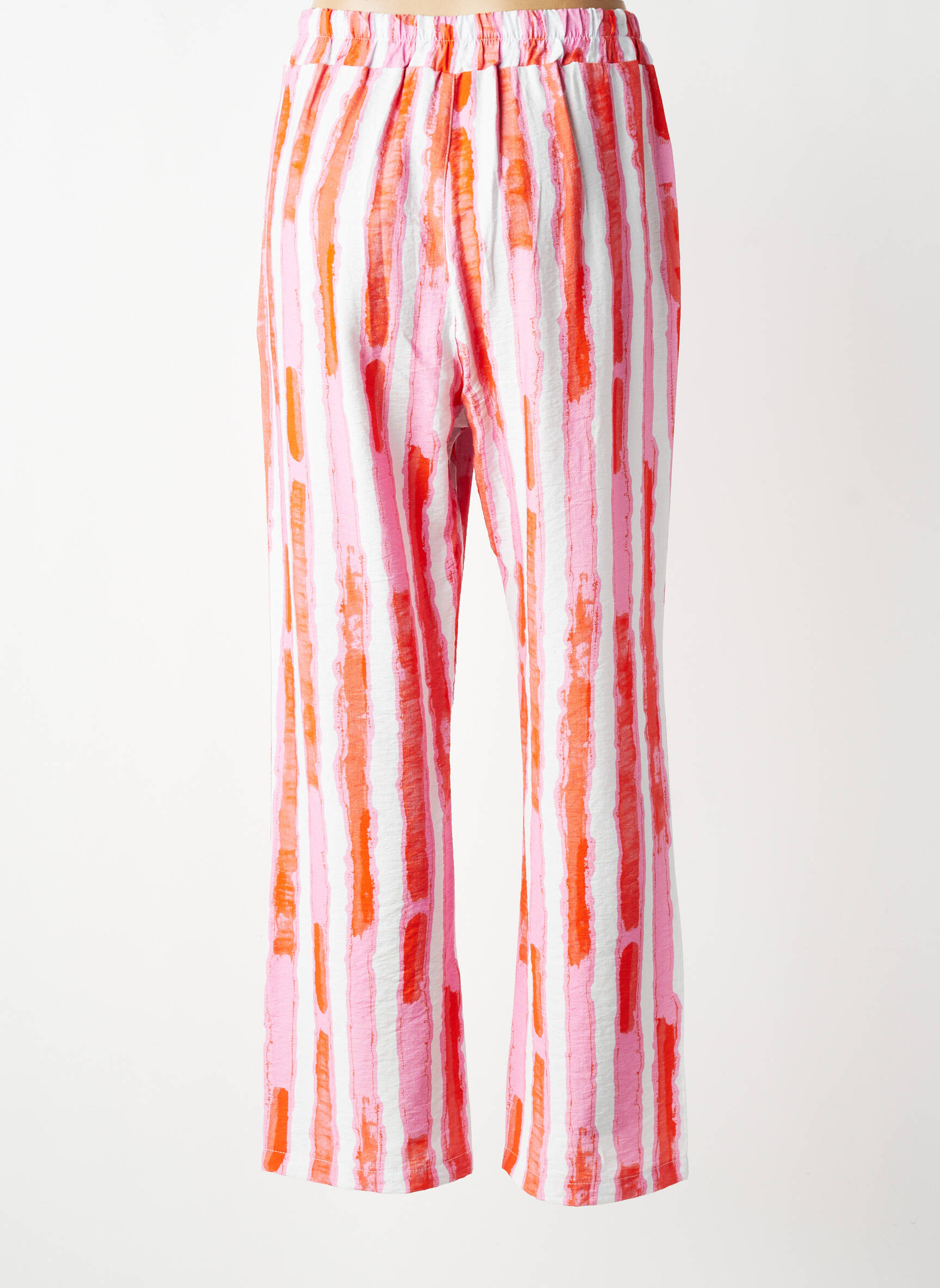 Pantalon droit tissage popeline taille normale orange SCORZZO femme
