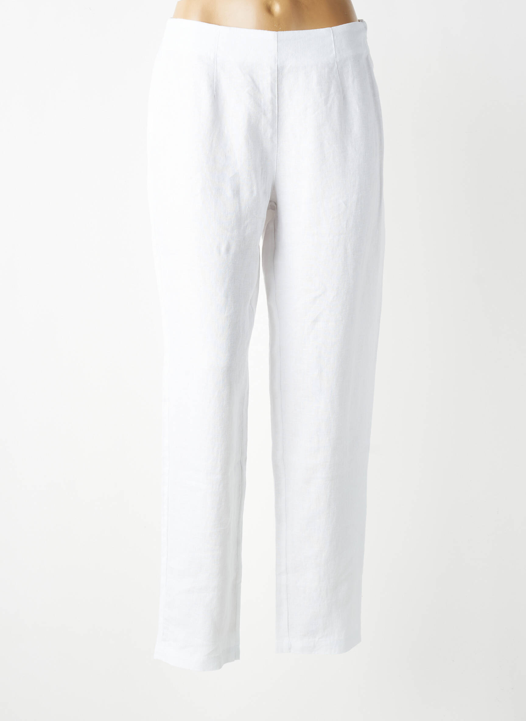 Pantalon slim taille élastique taille normale blanc K femme