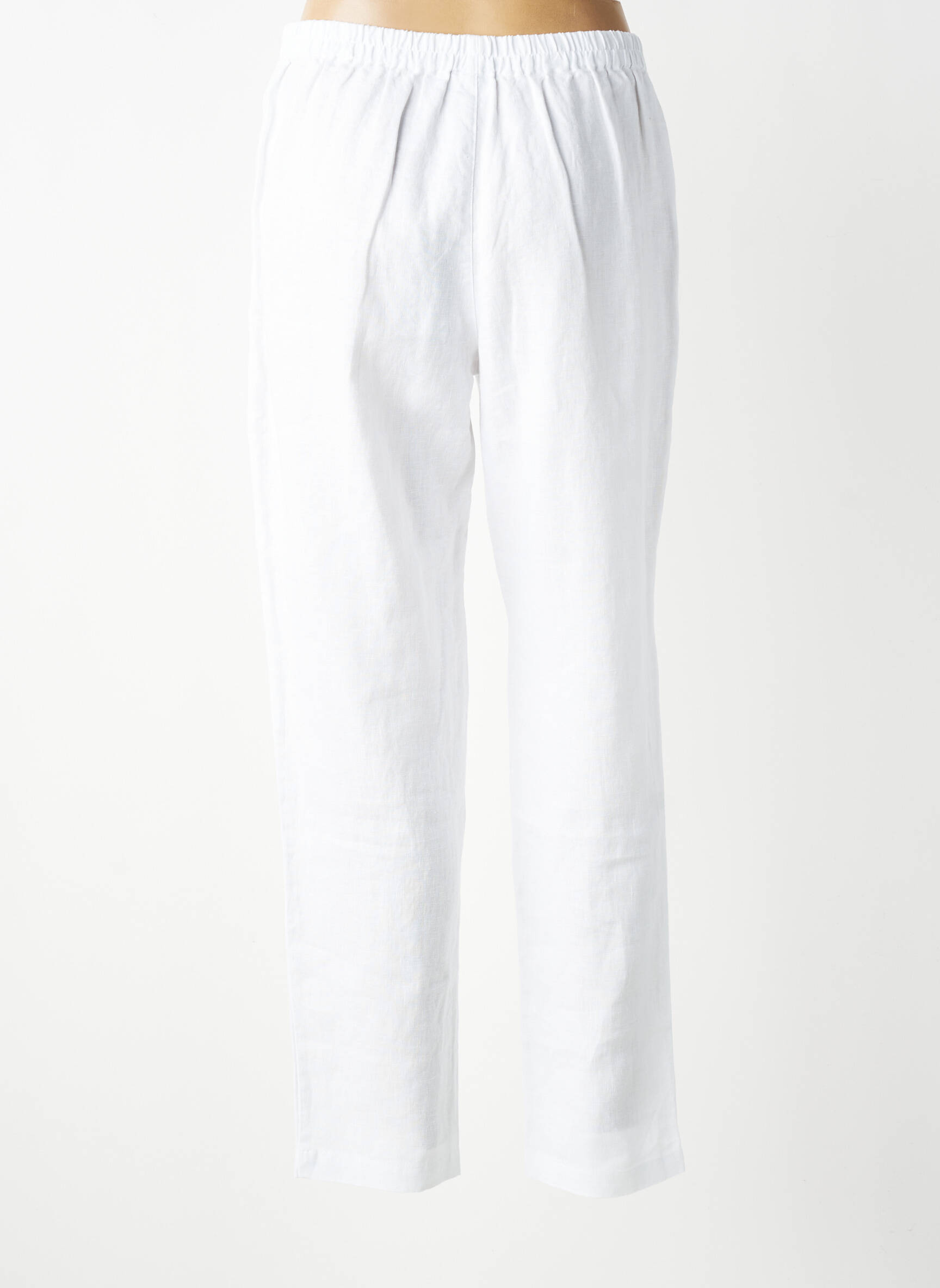 Pantalon slim taille élastique taille normale blanc K femme