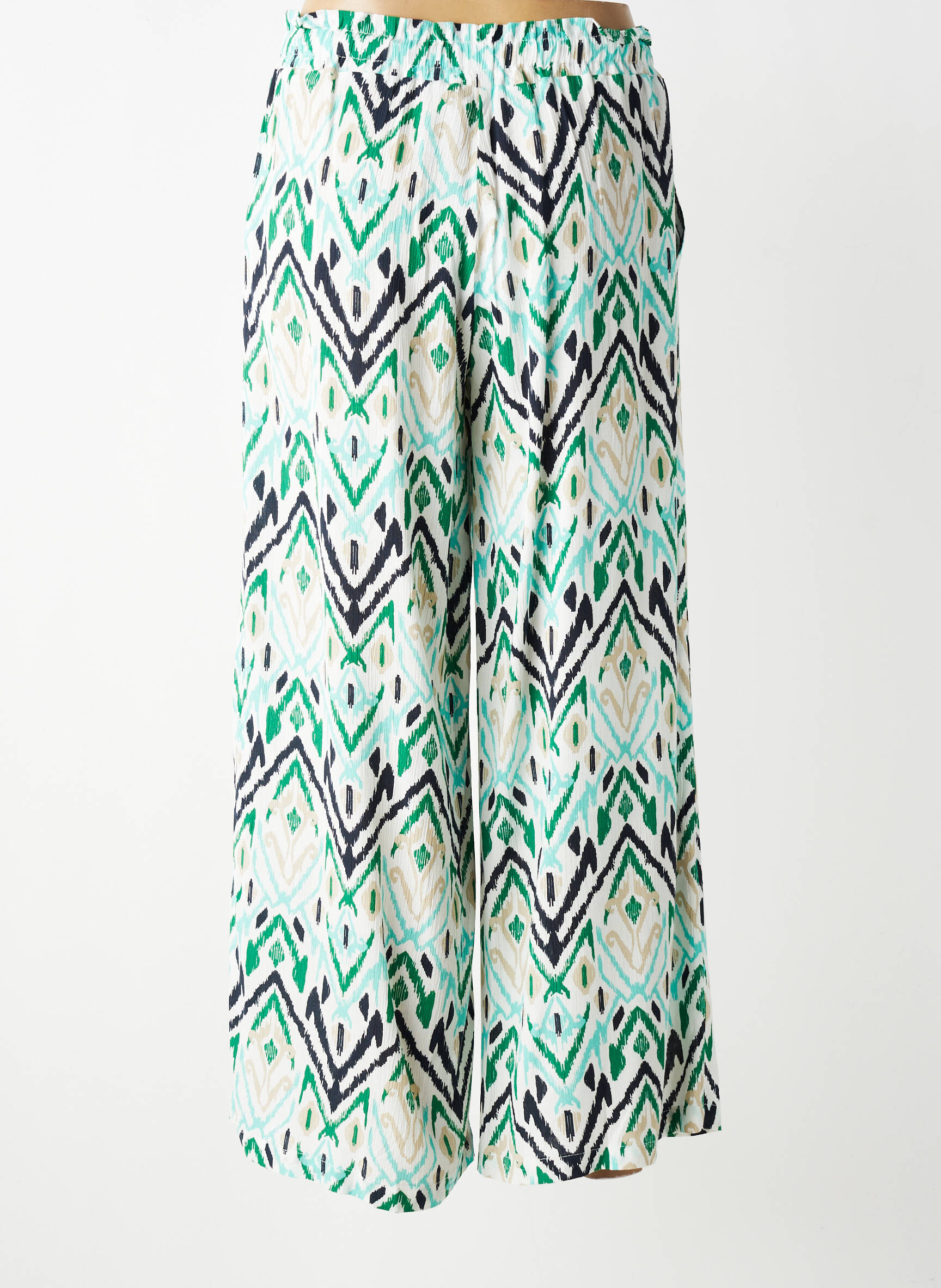 Pantalon large tissage crêpe taille normale vert ÉTYMOLOGIE femme