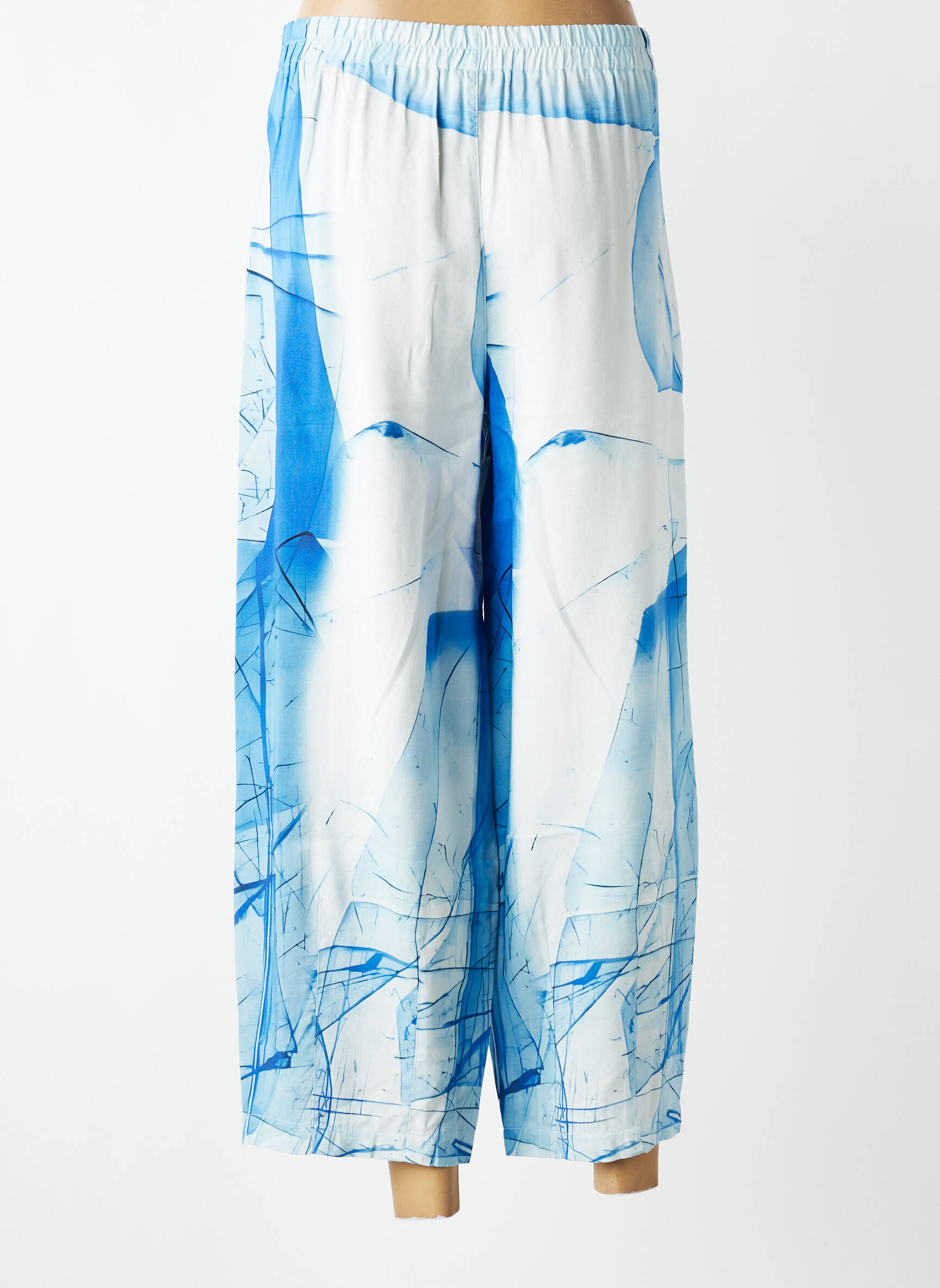 Pantalon large fermeture zip latéral taille normale bleu K femme