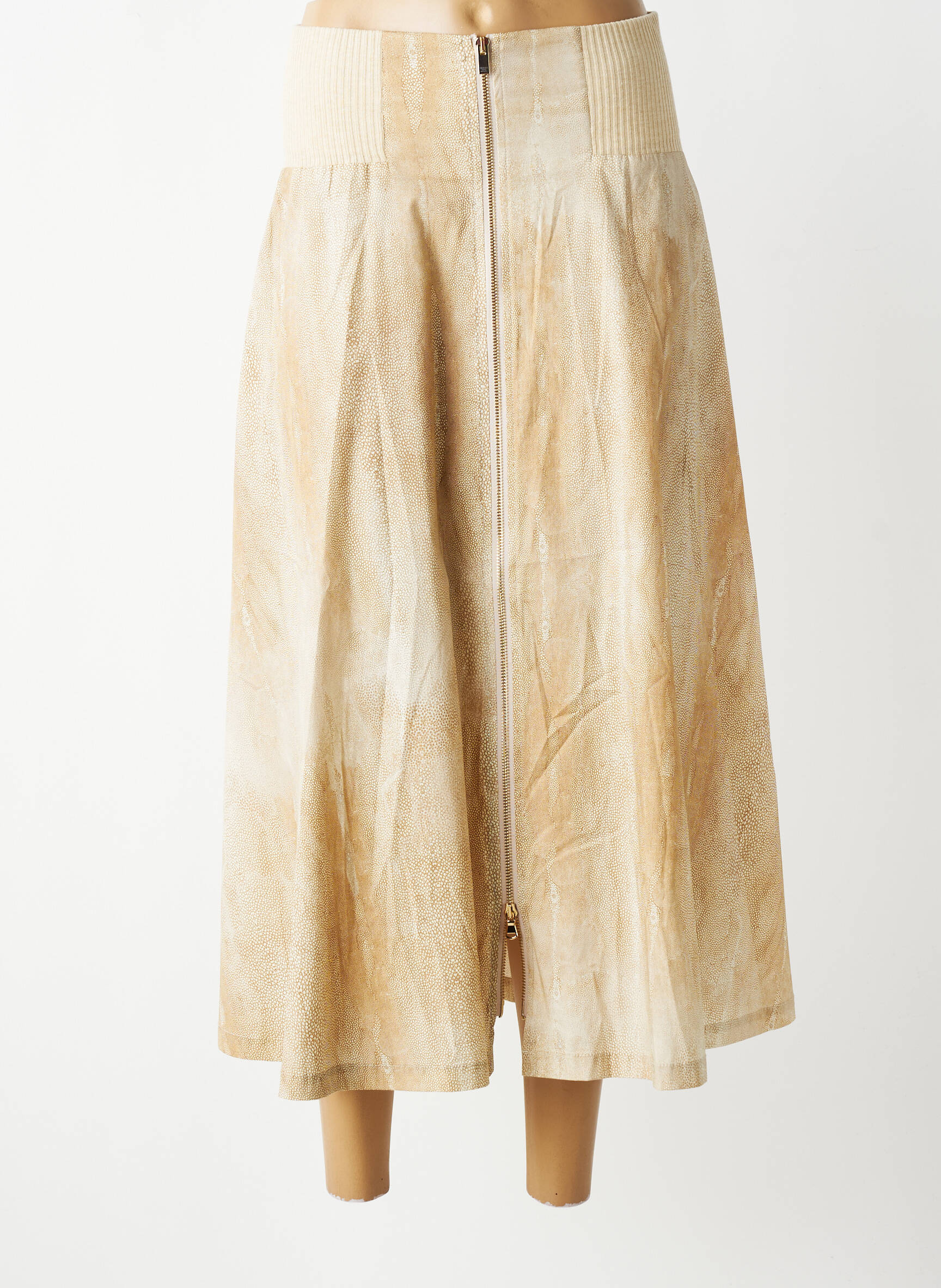 Jupe longue imprimé fantaisie beige TRICOT CHIC femme