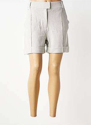 Short fermeture zippée sous rabat avec crochet taille haute gris LUNE ACTIVE femme