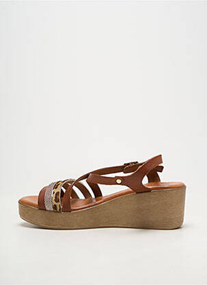 Sandales/nu pieds semi compensé talon de 4 à 6cm marron CARLA TORTOSA femme