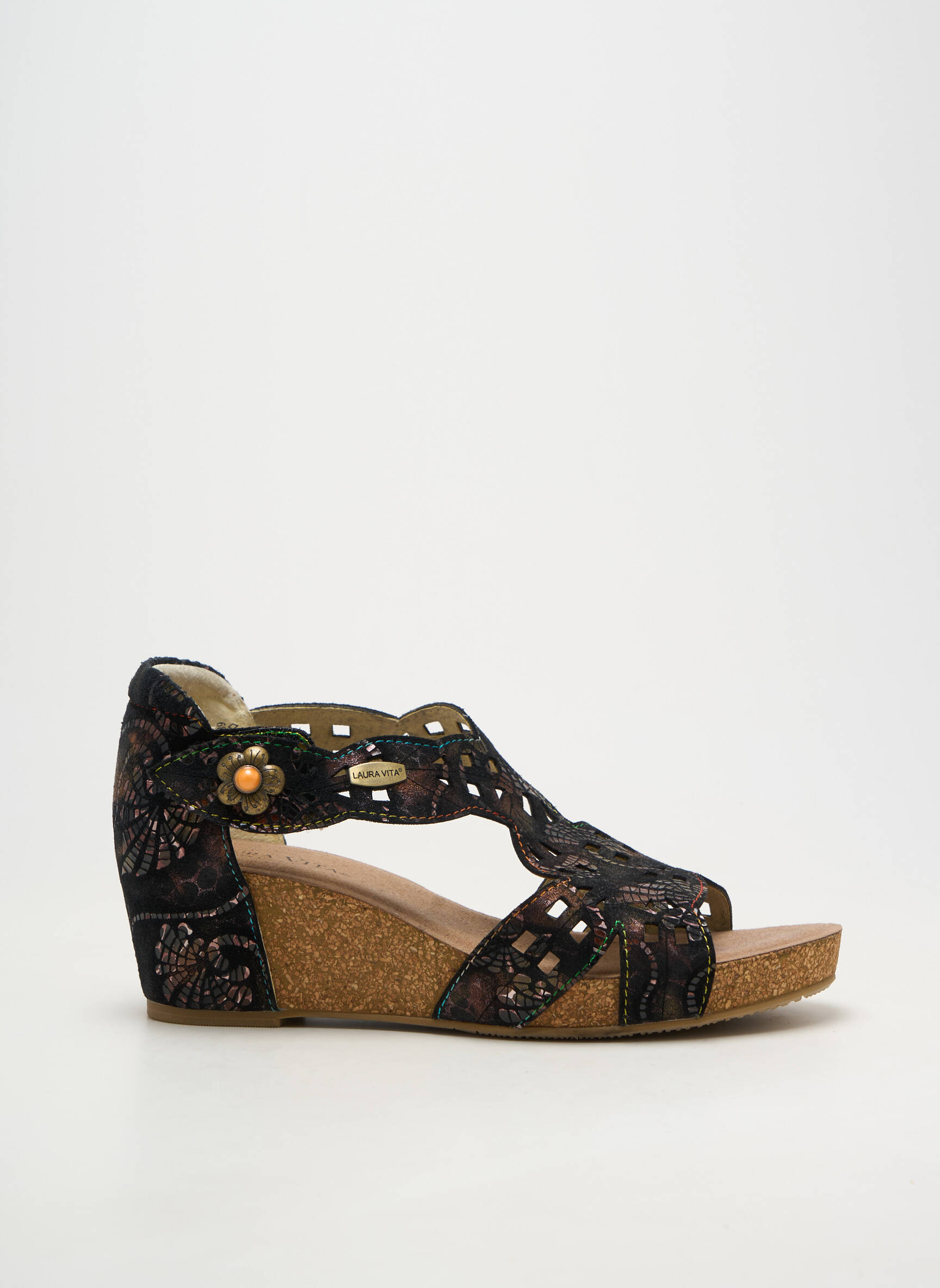 Sandales/nu pieds bout ouvert talon de 4 à 6cm noir LAURA VITA femme