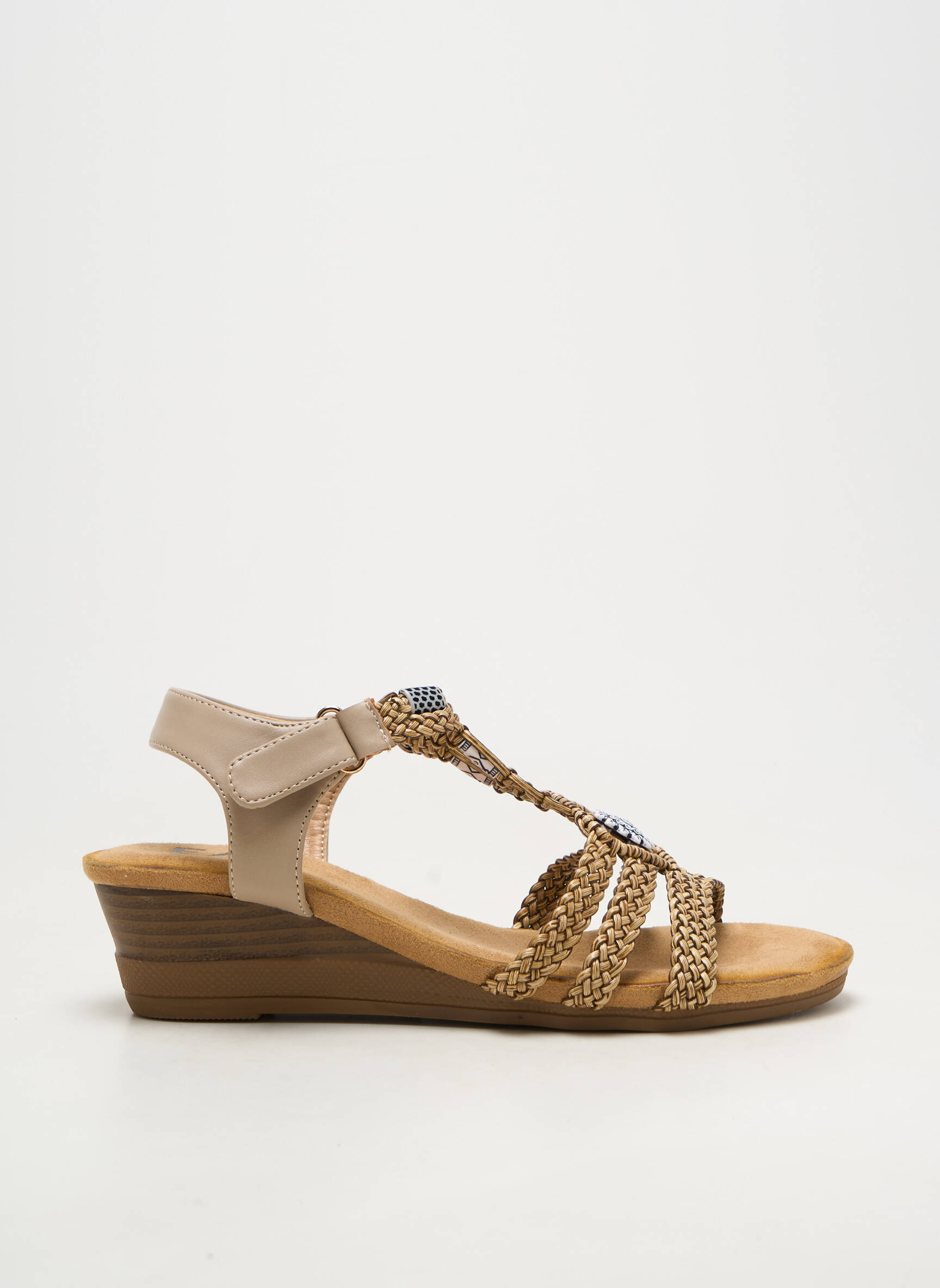 Sandales/nu pieds bout ouvert talon de 4 à 6cm beige ELUE PAR NOUS femme