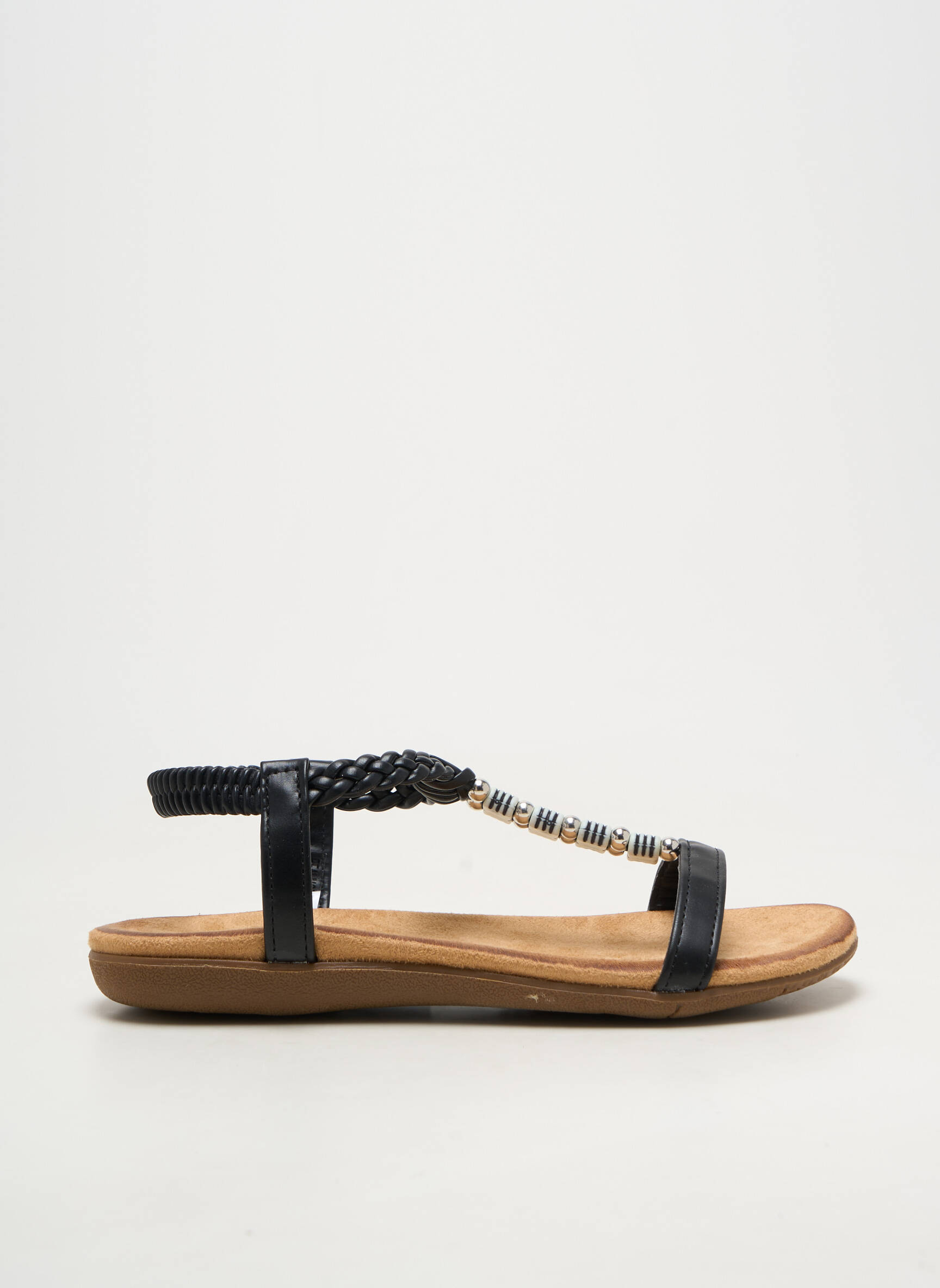Sandales/nu pieds matière lisse talon plat jusqu'à 3cm noir ELUE PAR NOUS femme