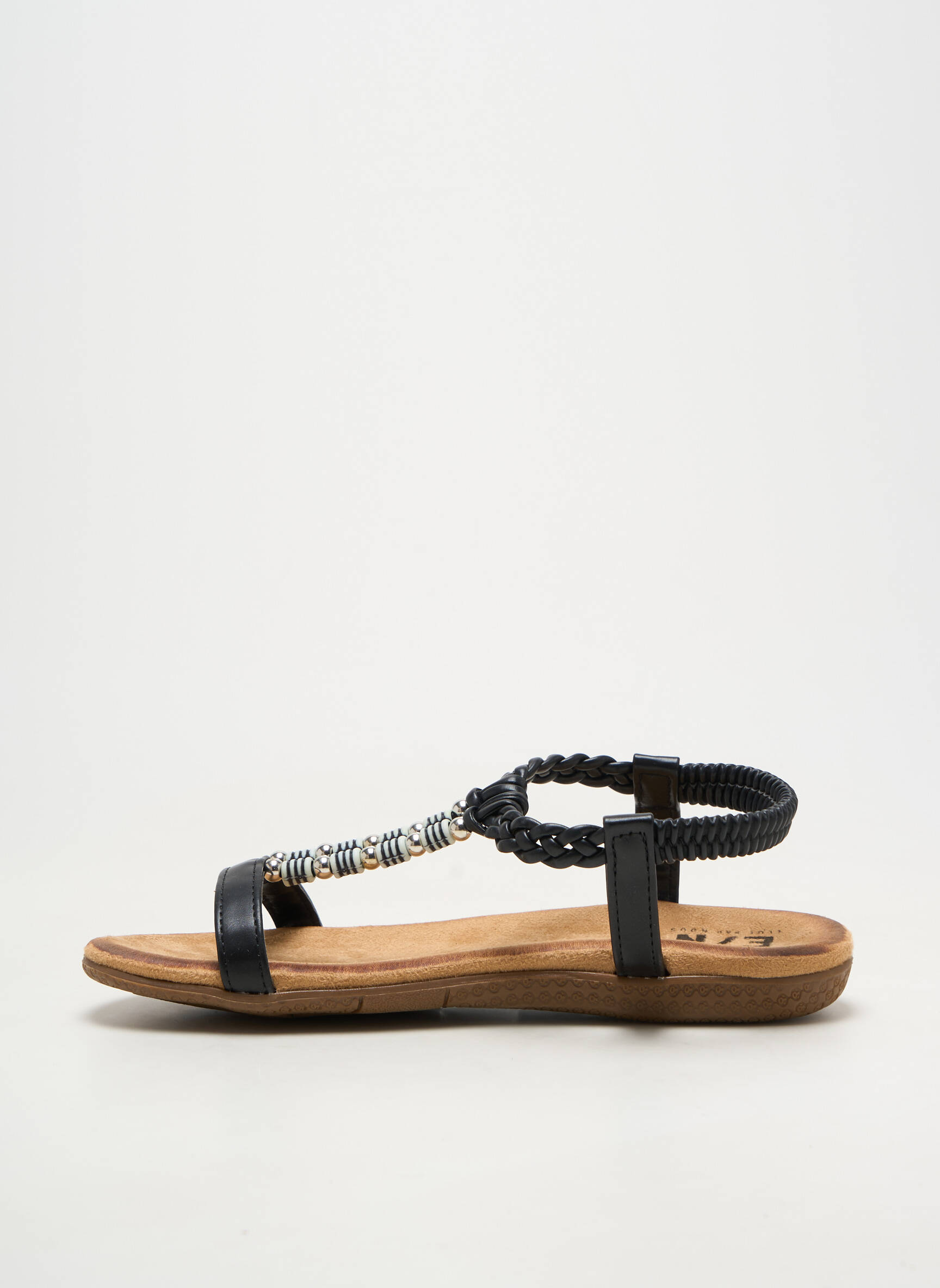 Sandales/nu pieds matière lisse talon plat jusqu'à 3cm noir ELUE PAR NOUS femme