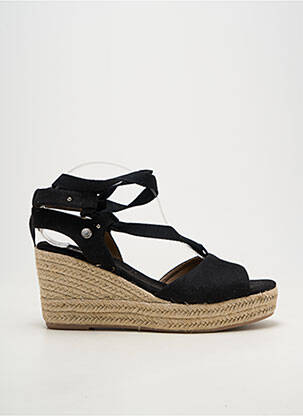 Espadrilles fermeture lacets talon de 7 à 9cm noir REFRESH femme