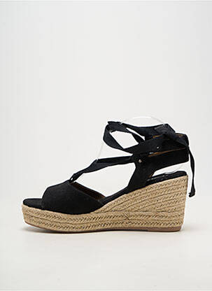 Espadrilles fermeture lacets talon de 7 à 9cm noir REFRESH femme