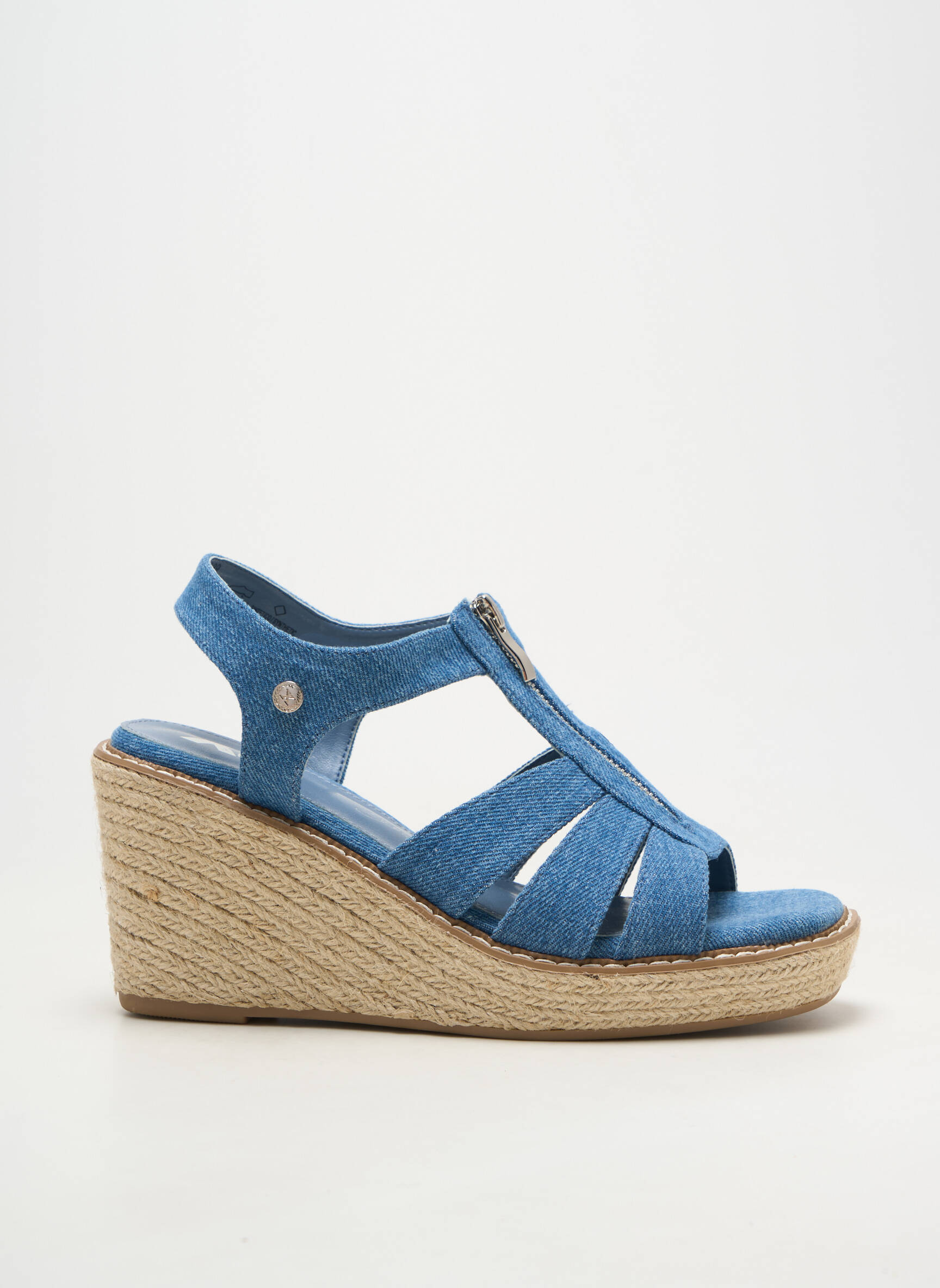 Espadrilles bout ouvert talon de 7 à 9cm bleu XTI femme