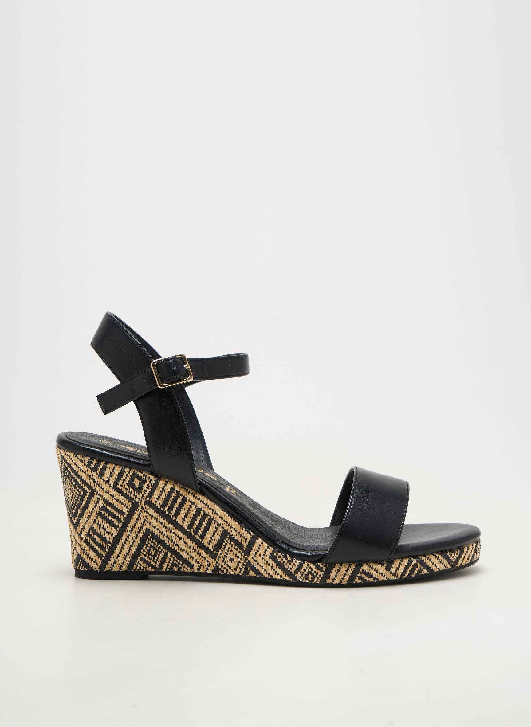 Sandales/nu pieds tissage satiné talon de 7 à 9cm noir TAMARIS femme