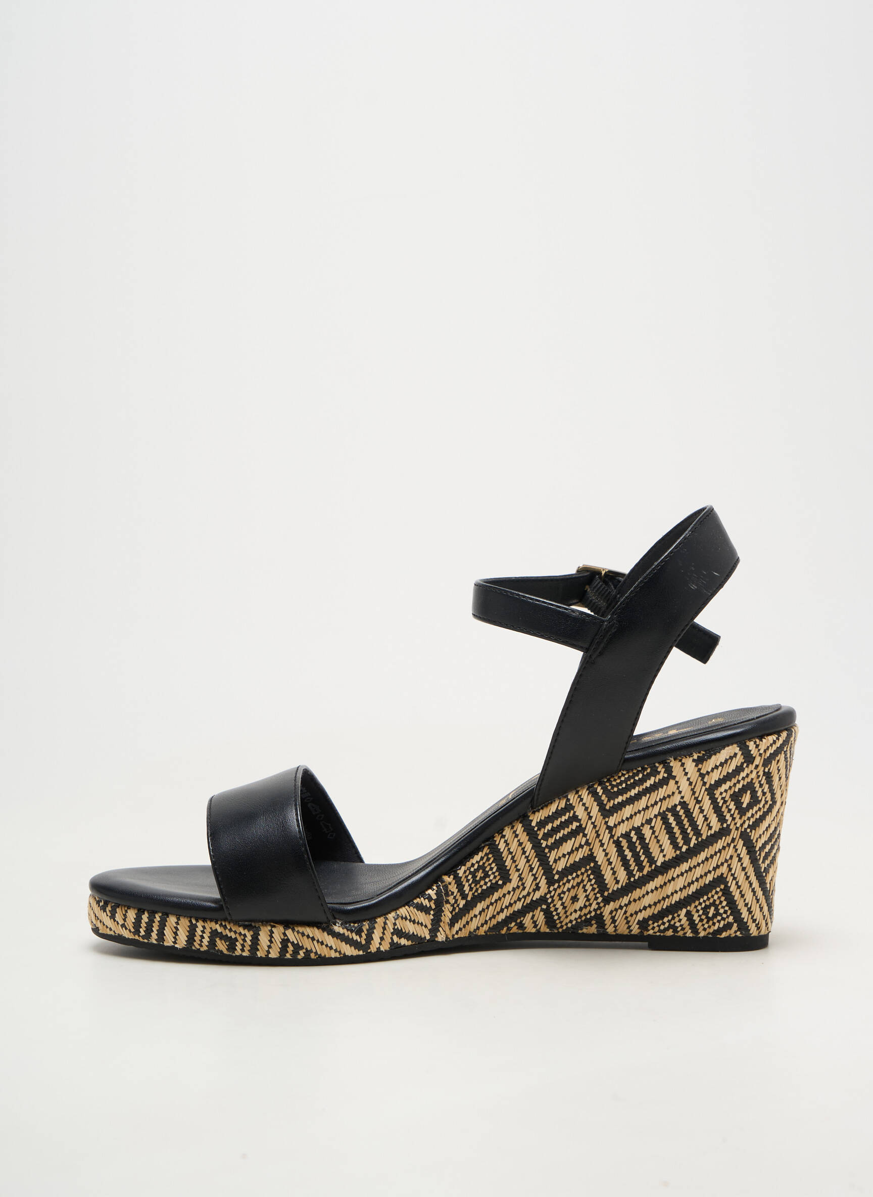 Sandales/nu pieds tissage satiné talon de 7 à 9cm noir TAMARIS femme