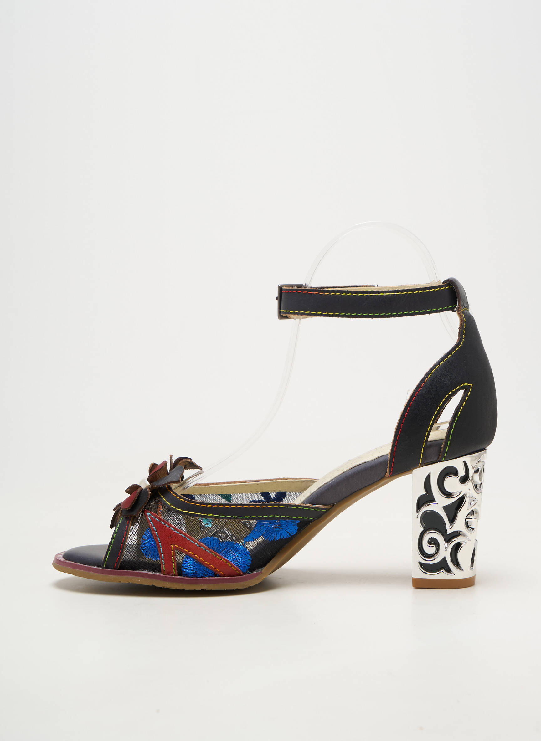Sandales/nu pieds tissage satiné talon de 7 à 9cm noir LAURA VITA femme