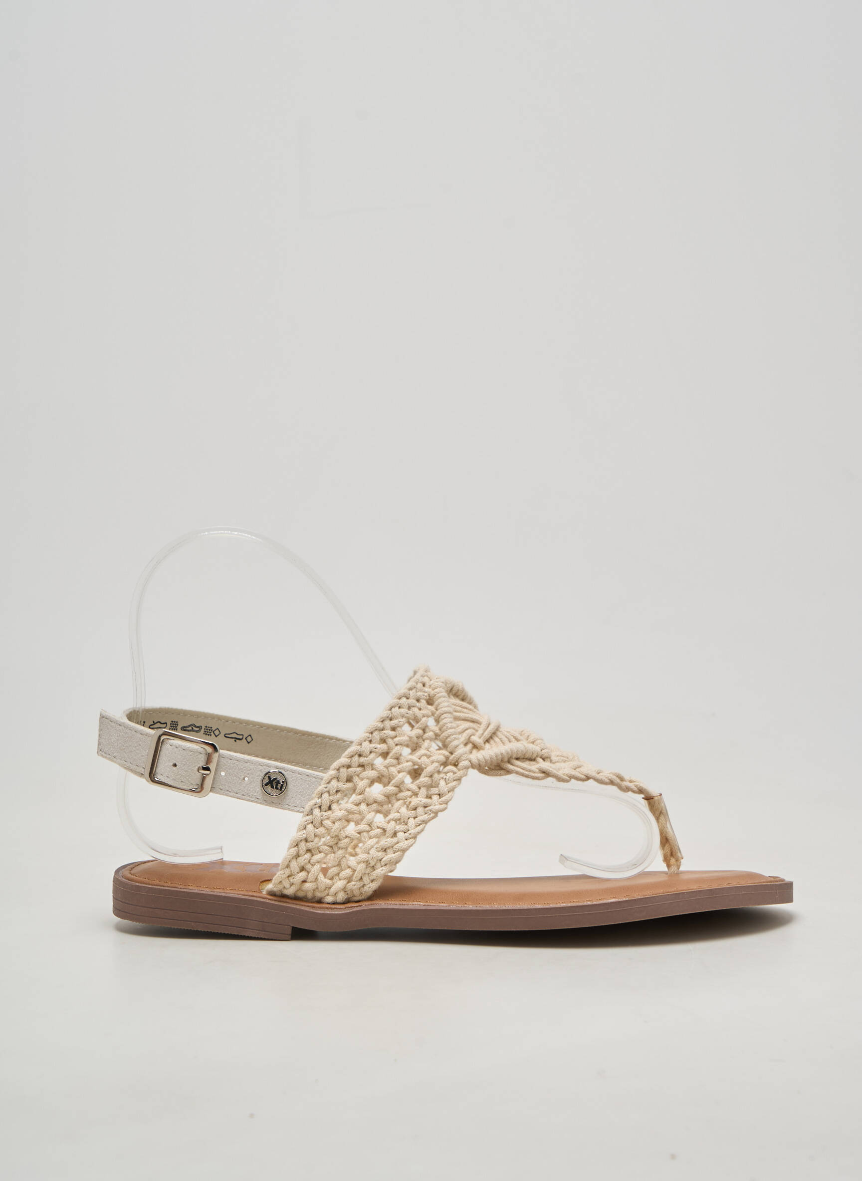 Sandales/nu pieds chiquet talon plat jusqu'à 3cm beige XTI femme