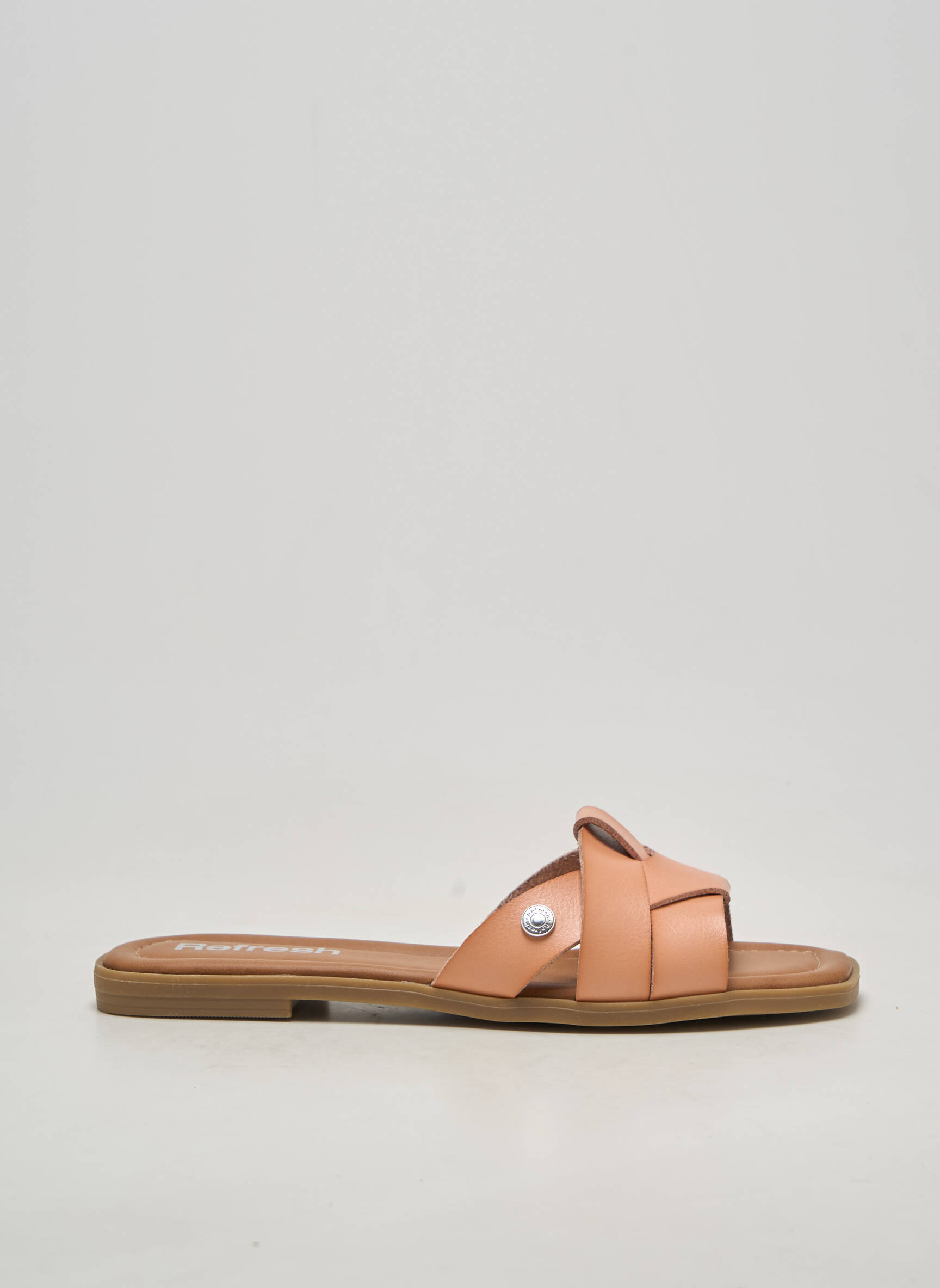 Mules/sabots tissage satiné talon plat jusqu'à 3cm beige REFRESH femme