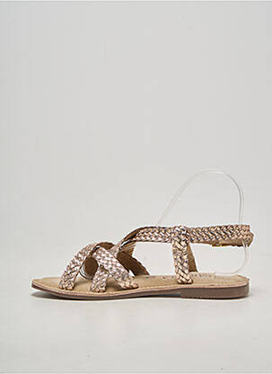 Sandales/nu pieds chiquet talon plat jusqu'à 3cm or CARMELA femme