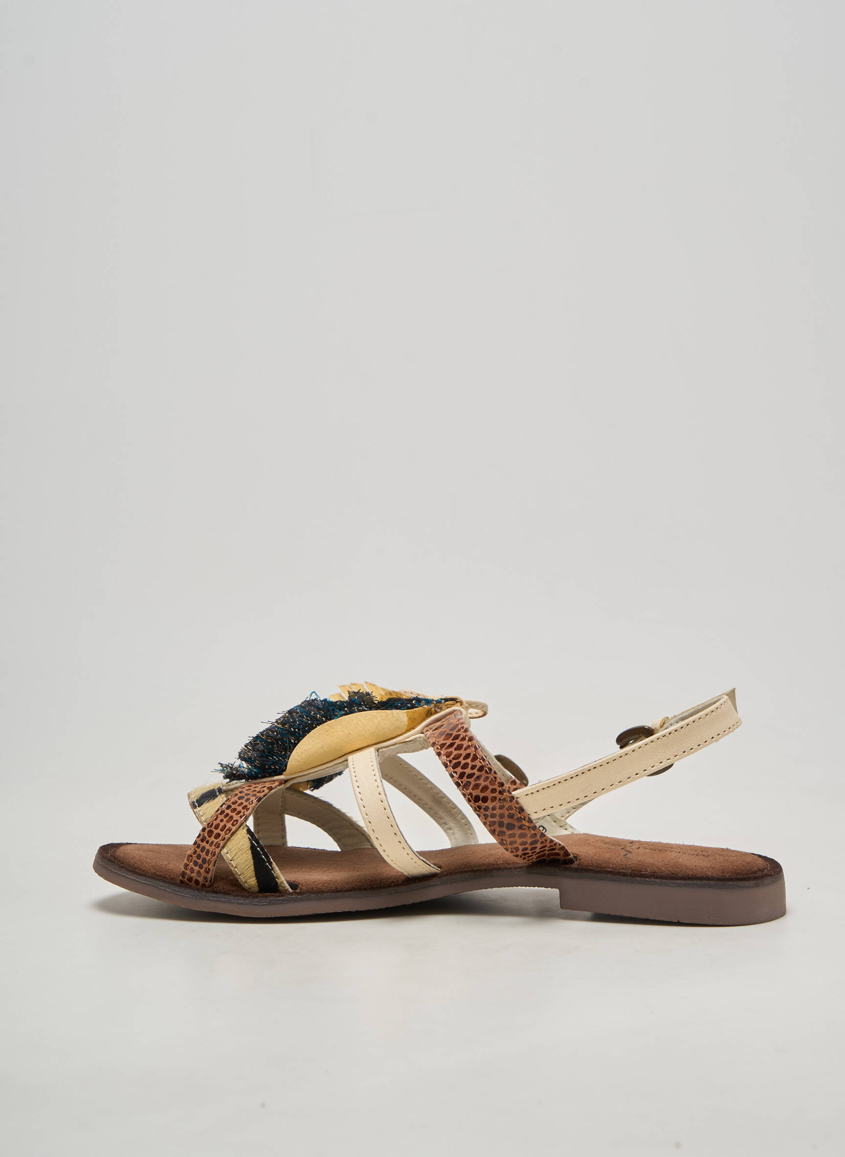 Sandales/nu pieds chiquet talon plat jusqu'à 3cm beige METAMORF'OSE femme