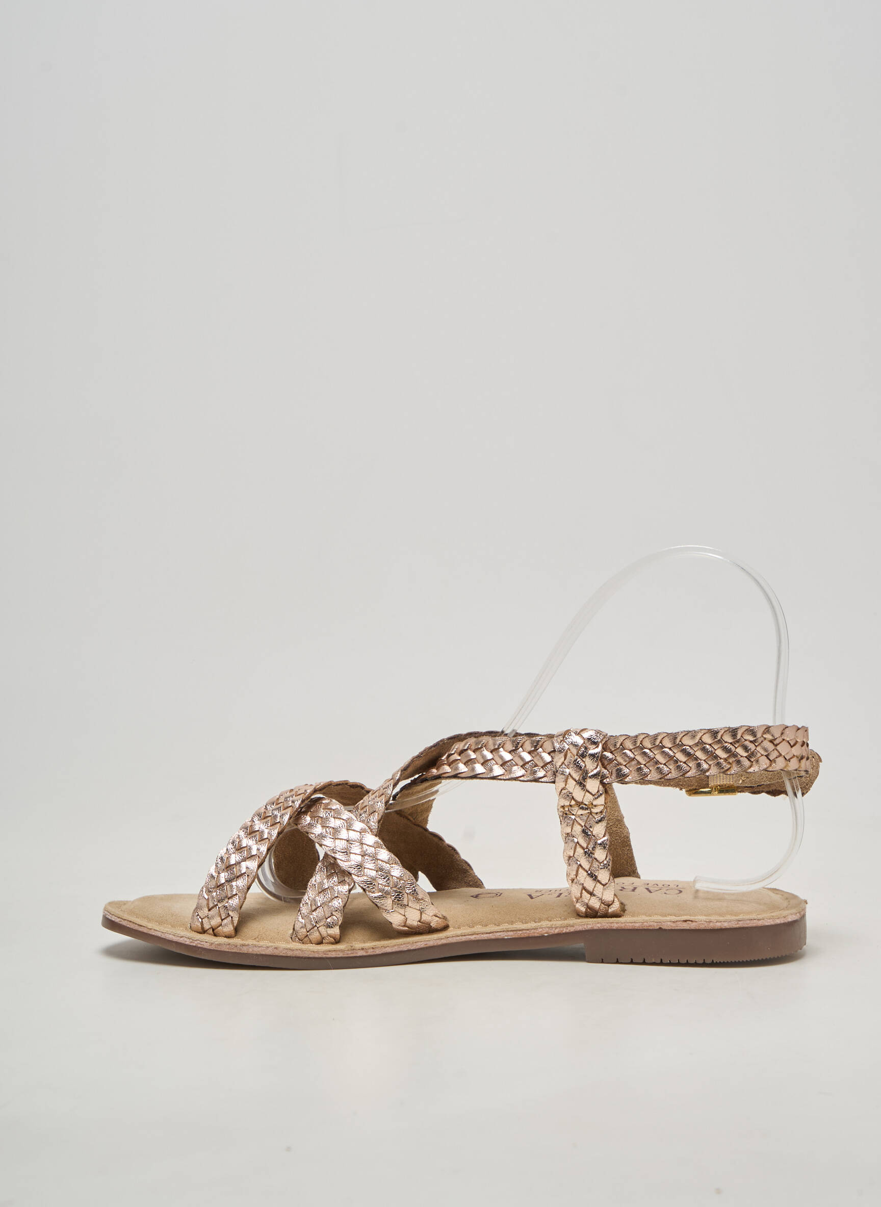 Sandales/nu pieds chiquet talon plat jusqu'à 3cm or CARMELA femme