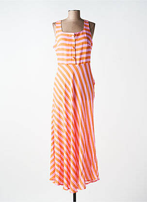 Robe longue tissage crêpe fines bretelles orange EXQUISS'S femme