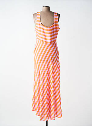 Robe longue tissage crêpe fines bretelles orange EXQUISS'S femme