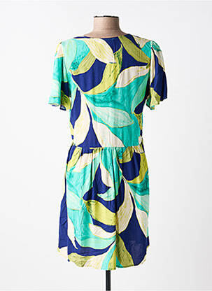 Robe courte coupe évasée manches courtes vert IKOONE&BIANKA femme