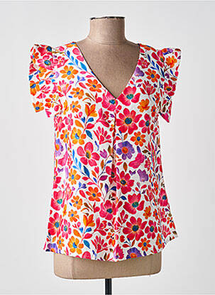 Blouse imprimé fleurs manches courtes rose IKOONE&BIANKA femme