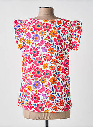 Blouse imprimé fleurs manches courtes rose IKOONE&BIANKA femme