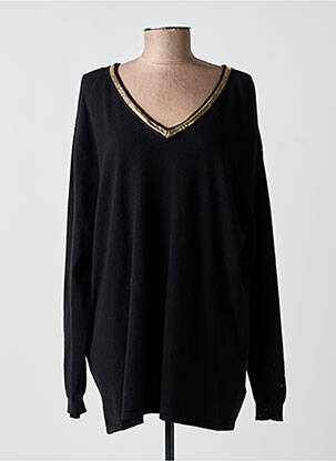 Pull col v manches longues noir PIMENT ROUGE femme