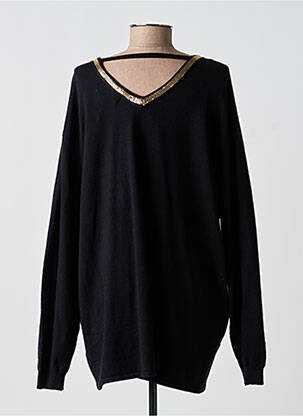 Pull col v manches longues noir PIMENT ROUGE femme