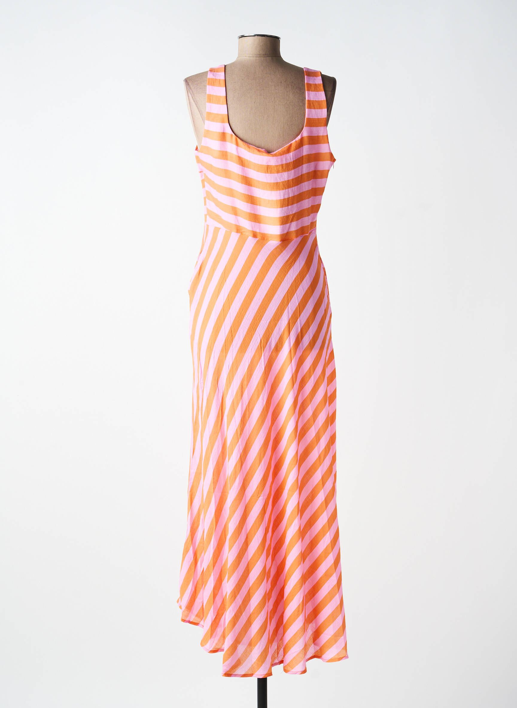Robe longue tissage crêpe fines bretelles orange EXQUISS'S femme
