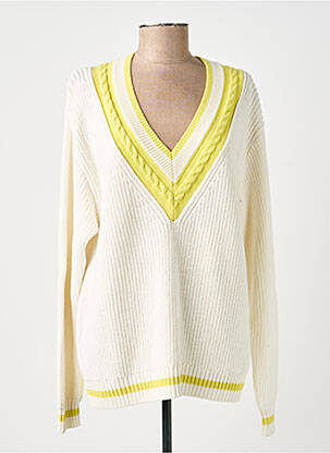 Pull col v manches longues blanc THE UPSIDE femme