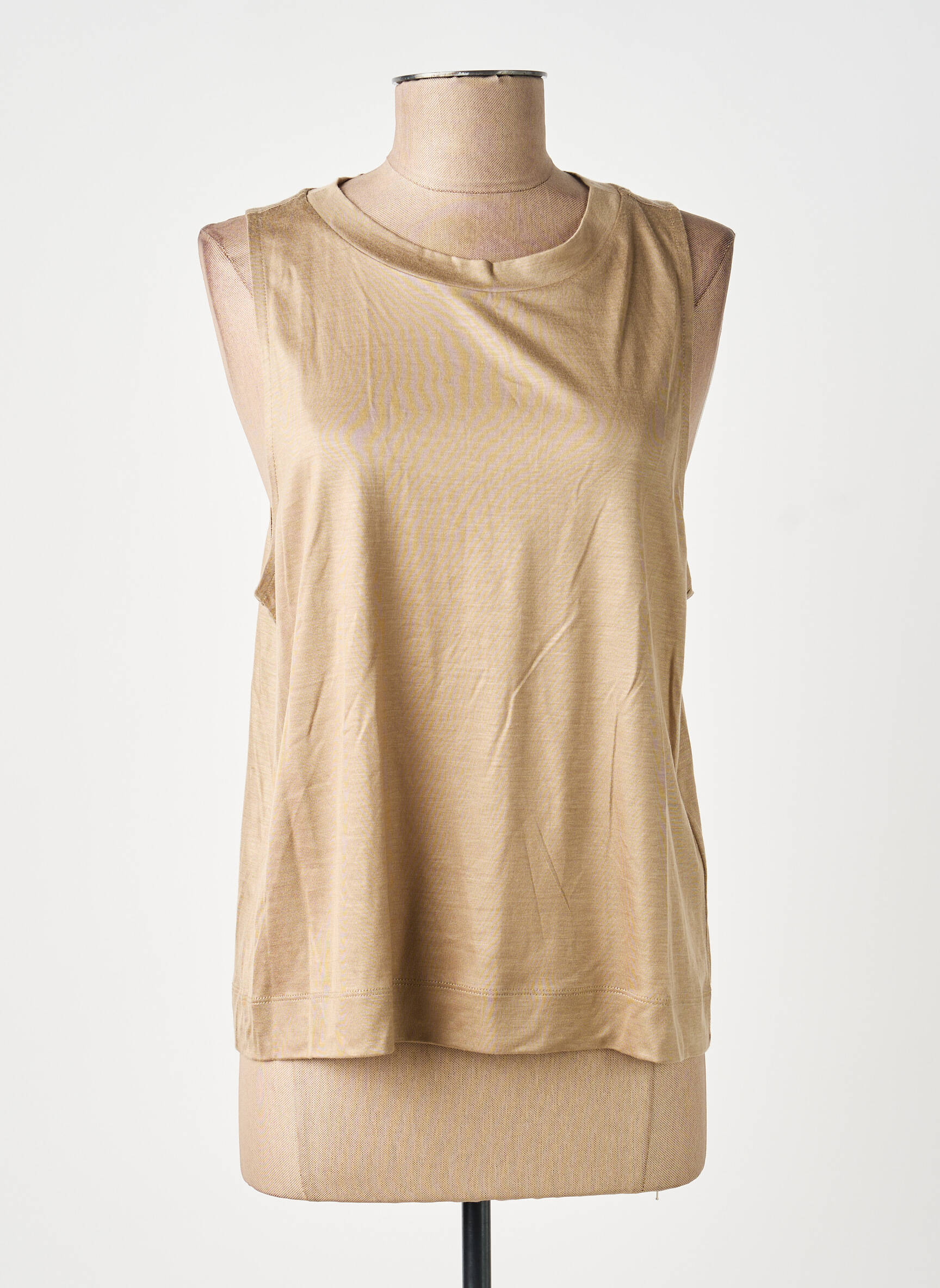 Top coupe fluide sans manche marron LUNE ACTIVE femme