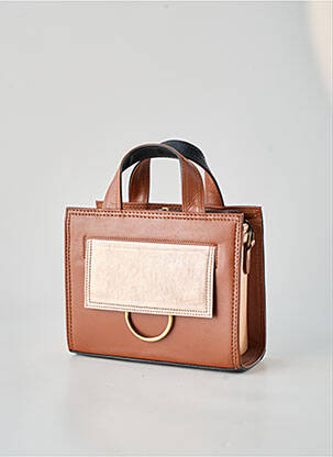 Sac fermeture zippée forme carré marron AUGRÉ femme