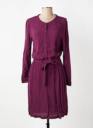 Robe mi-longue tissage crêpe manches longues violet HARRIS WILSON femme