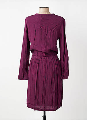 Robe mi-longue tissage crêpe manches longues violet HARRIS WILSON femme