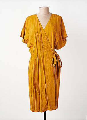 Robe mi-longue manches courtes manches courtes jaune MARIE-SIXTINE femme
