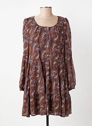 Robe courte manches longues manches longues marron ARTLOVE femme