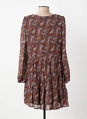Robe courte manches longues manches longues marron ARTLOVE femme