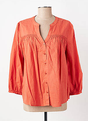 Blouse poignets boutonnés avec fente manches longues orange MARIE-SIXTINE femme