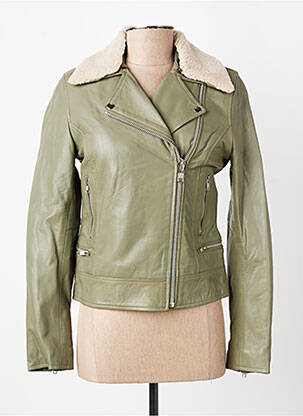 Veste en cuir sans repassage vert MAMOUCHKA femme