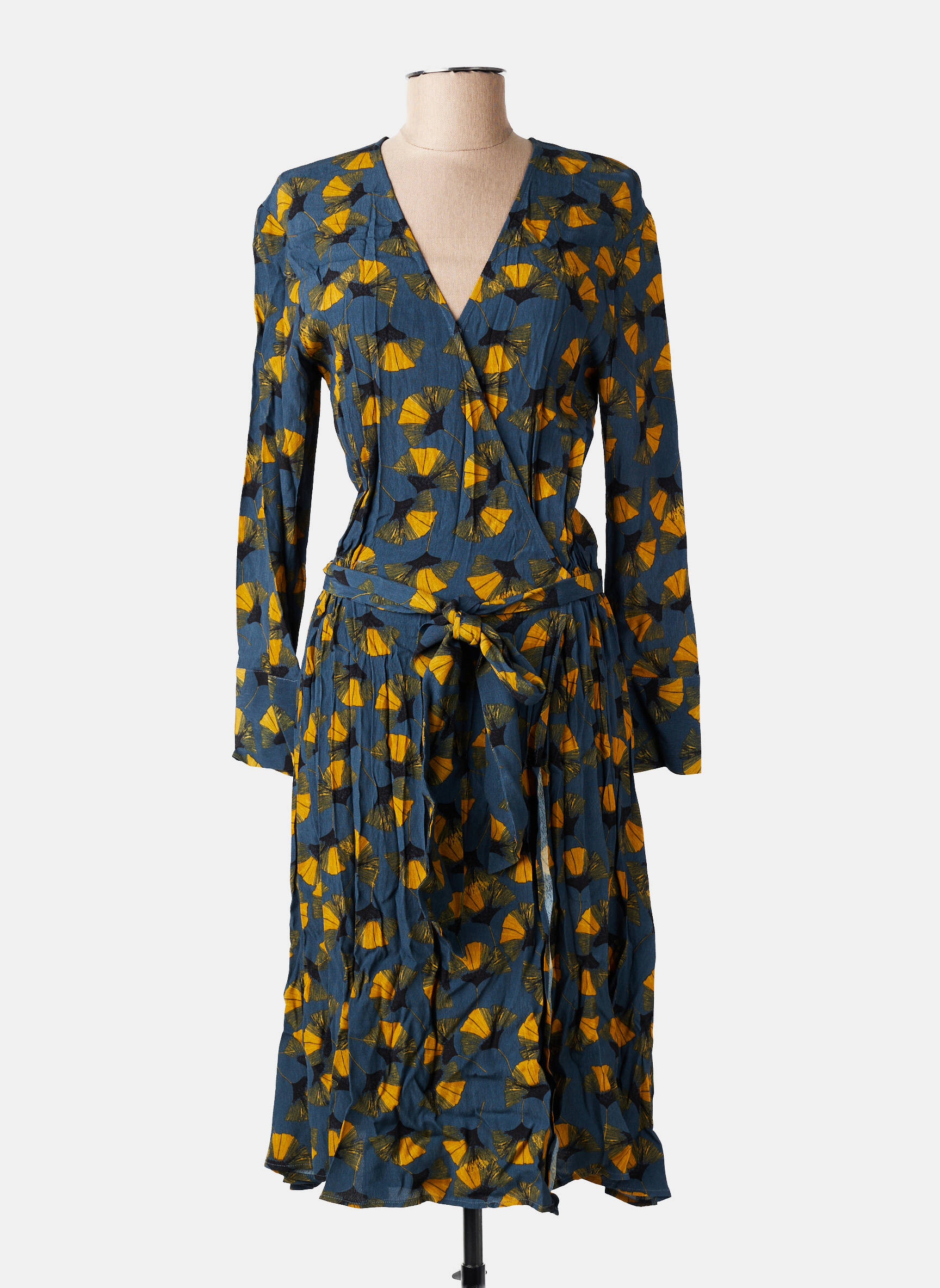 Robe longue manches longues manches longues bleu MARIE-SIXTINE femme