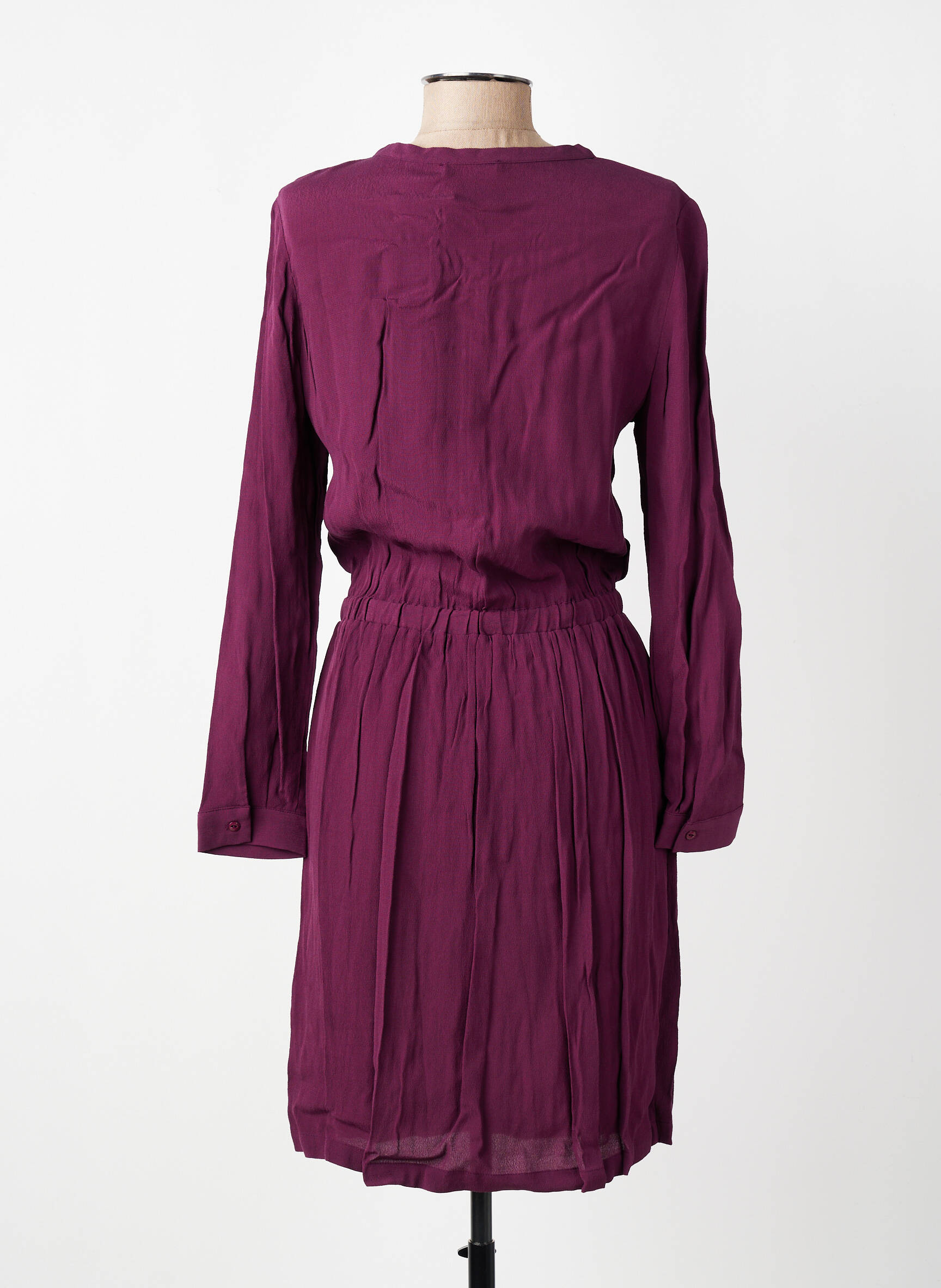 Robe mi-longue tissage crêpe manches longues violet HARRIS WILSON femme