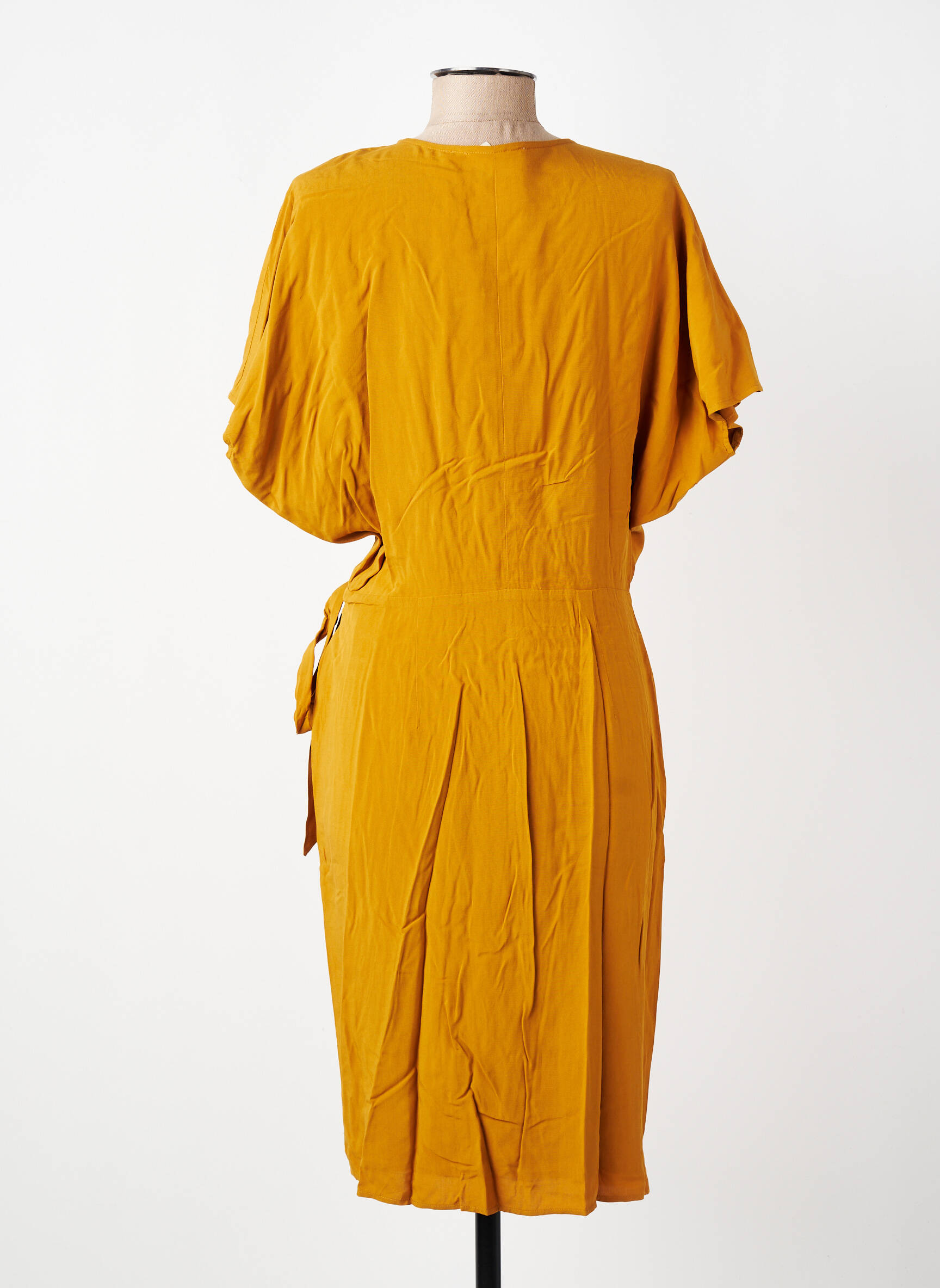 Robe mi-longue manches courtes manches courtes jaune MARIE-SIXTINE femme