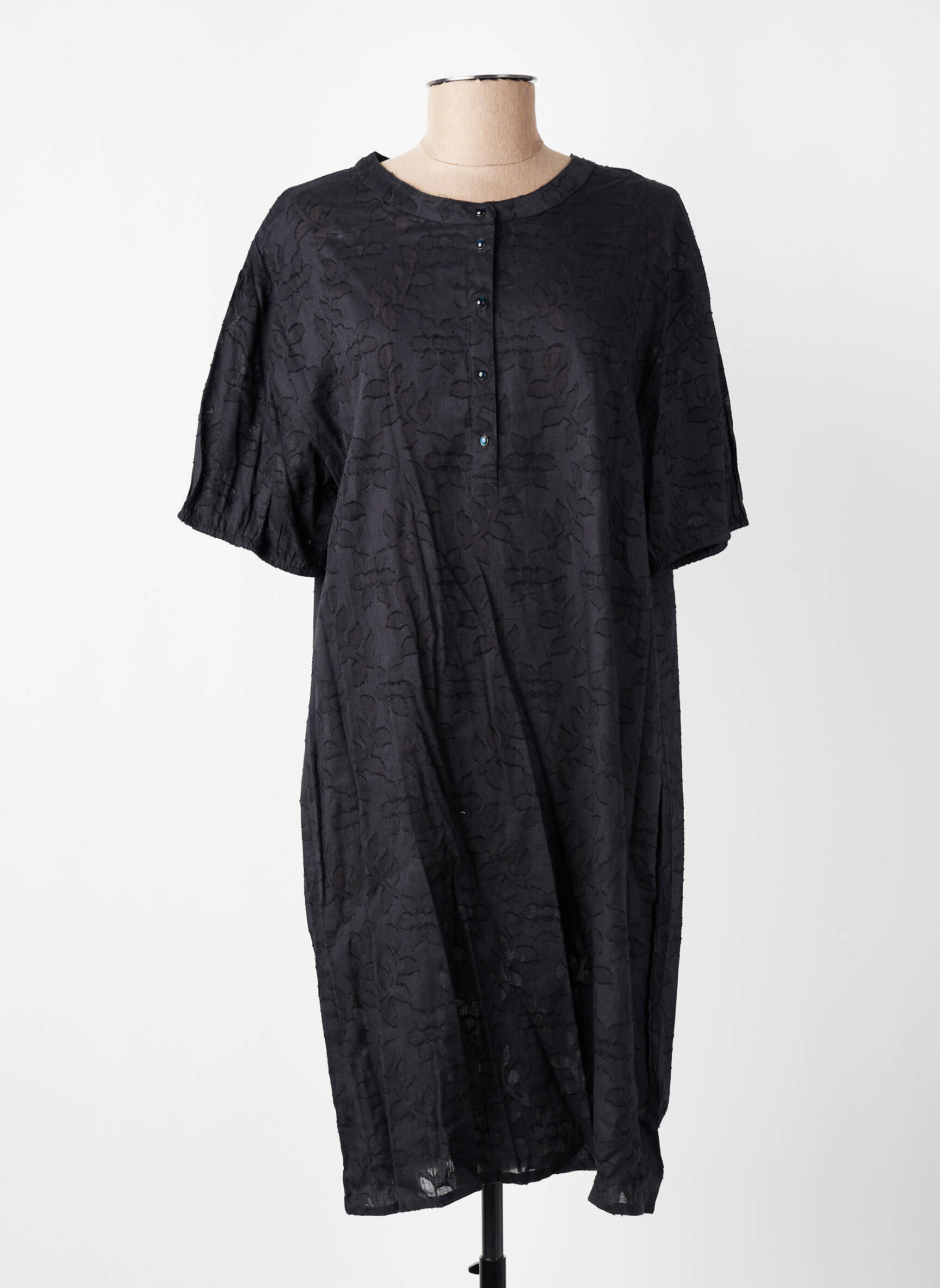 Robe mi-longue manches courtes manches courtes noir HARRIS WILSON femme
