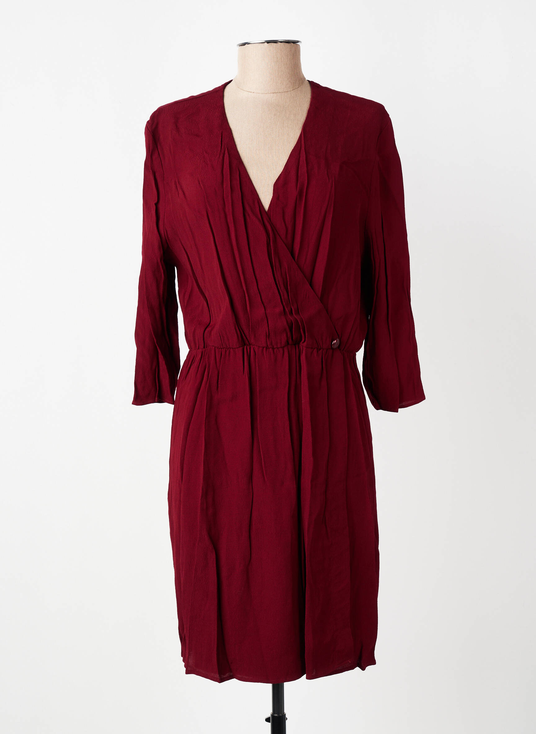 Robe courte manches 3/4 manches 3/4 rouge DES PETITS HAUTS femme