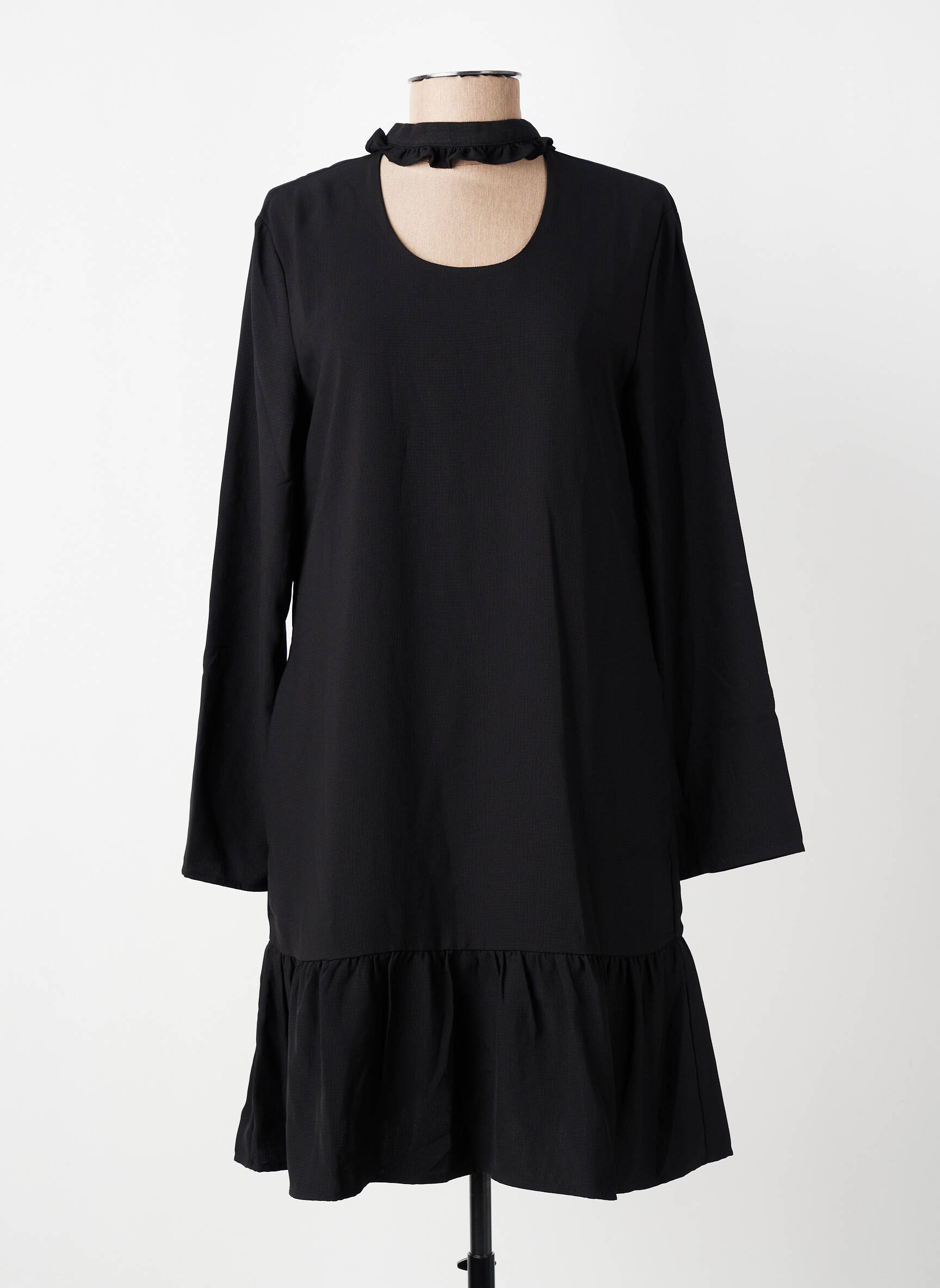 Robe courte manches longues manches longues noir CHARLISE femme