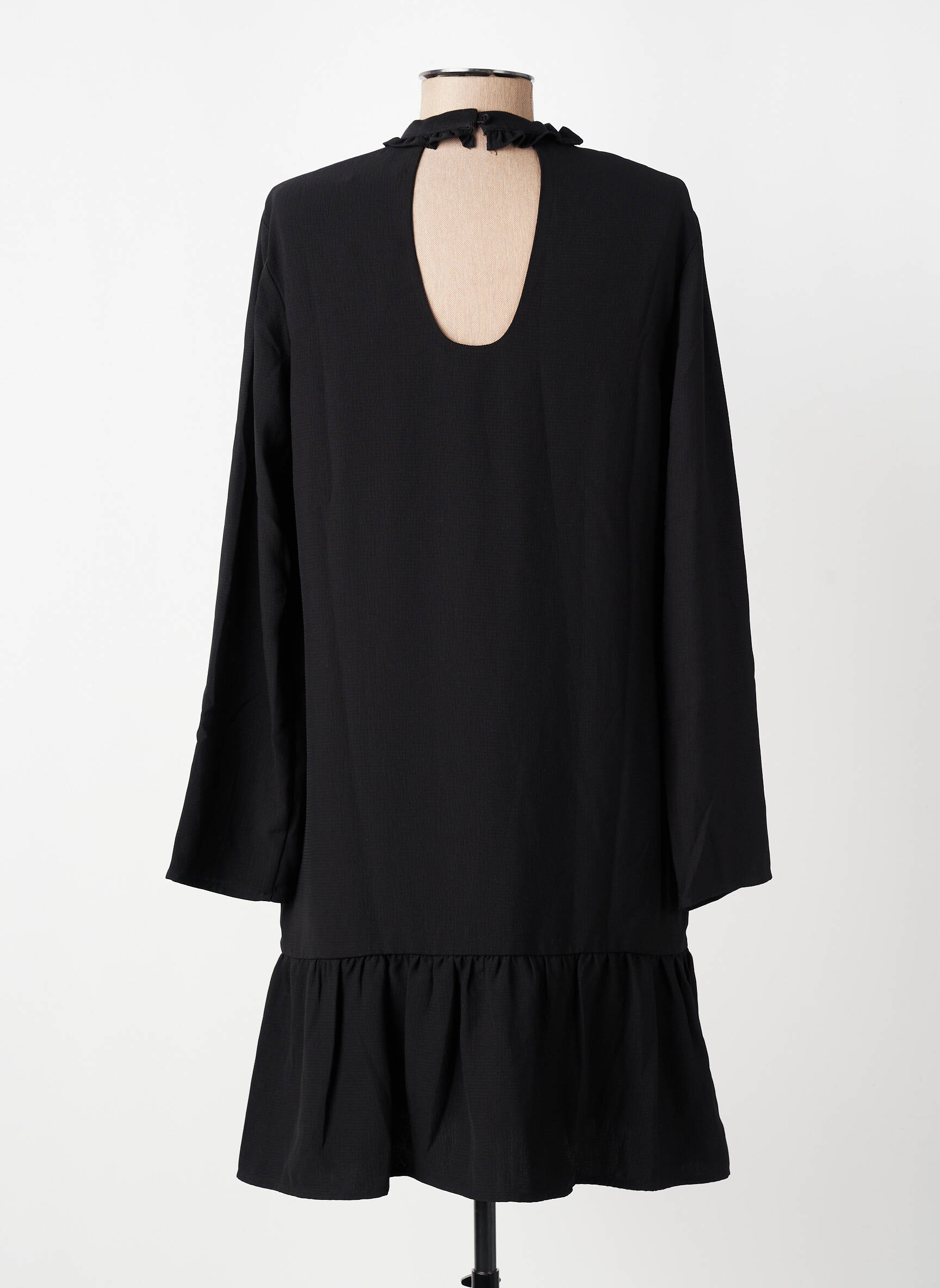 Robe courte manches longues manches longues noir CHARLISE femme