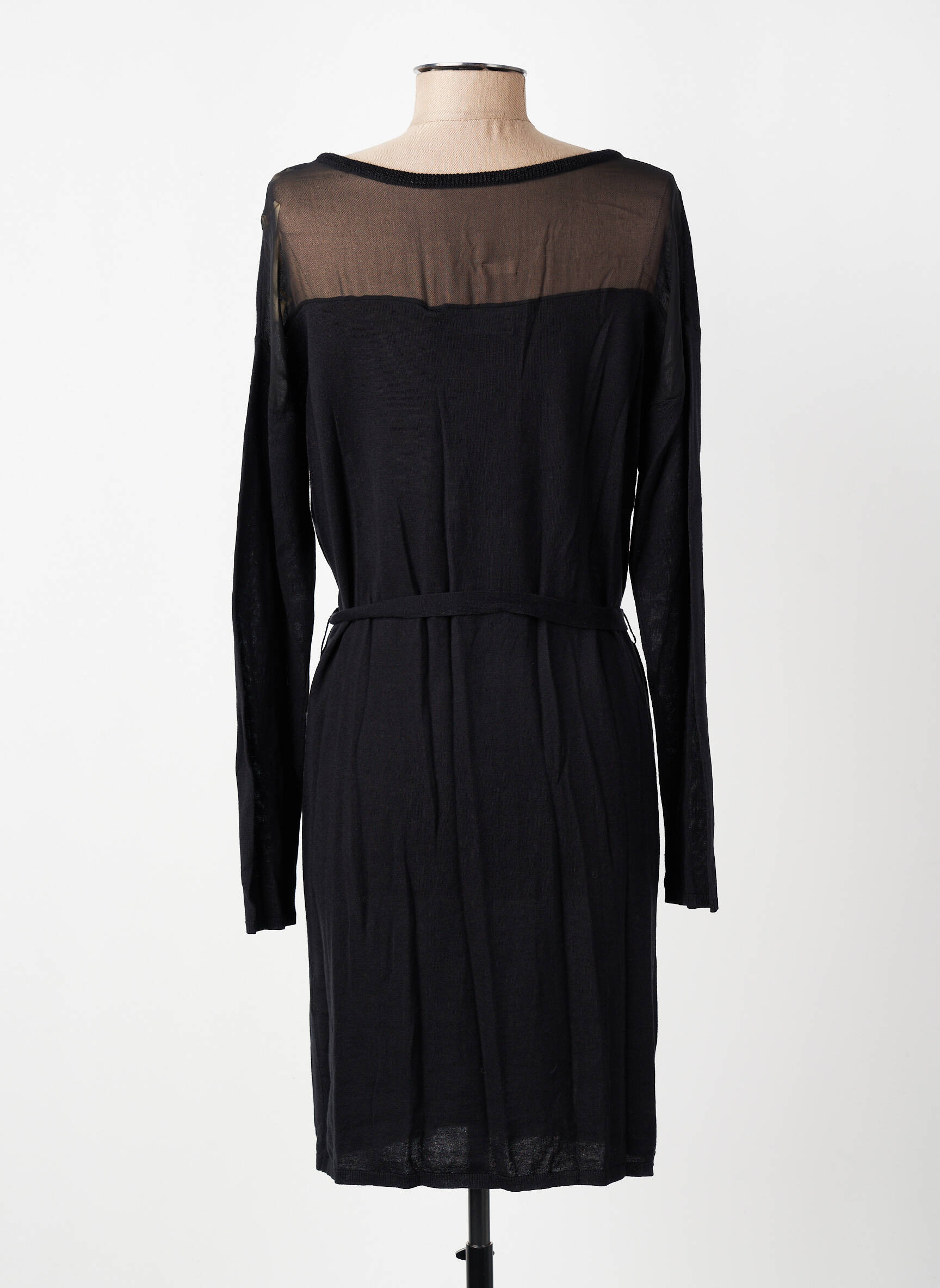 Robe mi-longue manches longues manches longues noir MARIE-SIXTINE femme