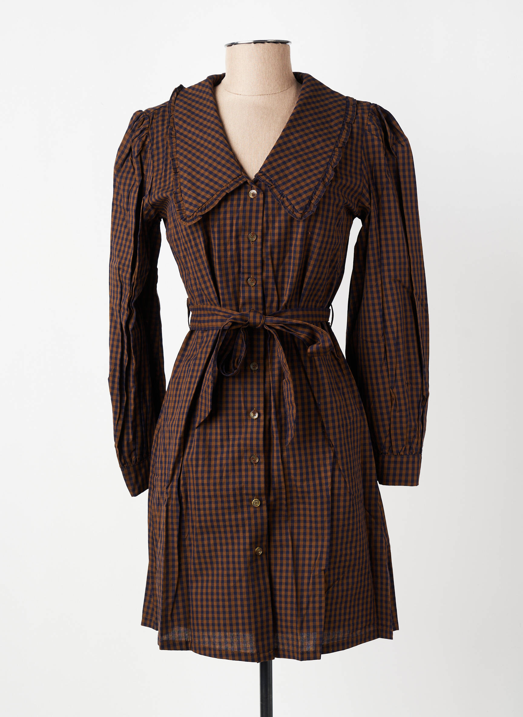 Robe courte manches longues manches longues marron GRACE & MILA femme